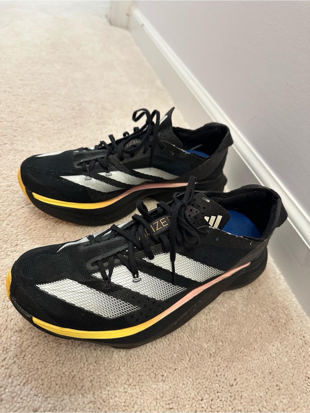 adidas Men's Black White Yellow Running Sneakers